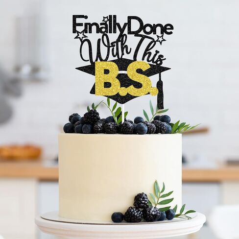 وأخيراً تم ذلك باستخدام B.S Cake Topper ، درجة البكالوريوس ، مستلزمات حفلات التخرج الكلية. in Kuwait