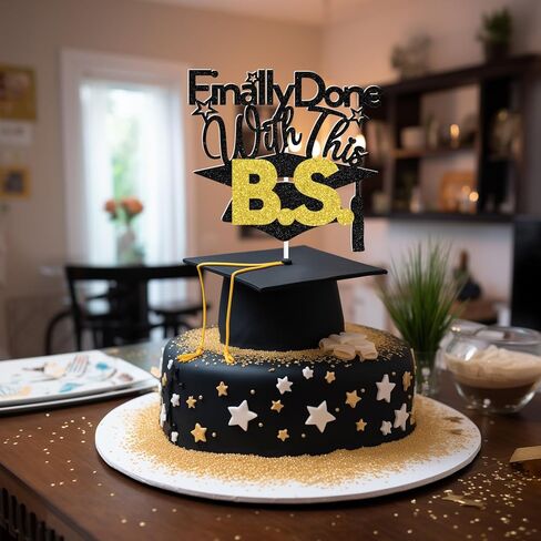 وأخيراً تم ذلك باستخدام B.S Cake Topper ، درجة البكالوريوس ، مستلزمات حفلات التخرج الكلية. in Kuwait