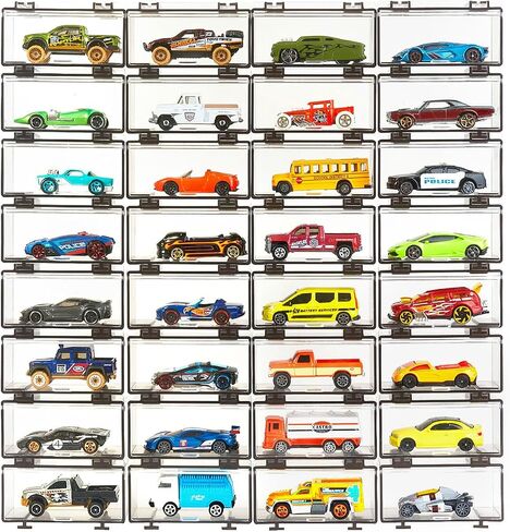 حالة عرض العجلات الساخنة: تخزين سيارة قابلة للتكديس ، منظم شفاف لـ Matchbox & Hot Wheels 1/64 Scale Diecast Cars (32 حزمة ، حالة واضحة فقط) in Kuwait