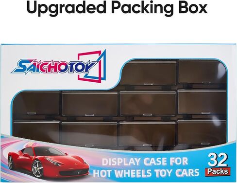 حالة عرض العجلات الساخنة: تخزين سيارة قابلة للتكديس ، منظم شفاف لـ Matchbox & Hot Wheels 1/64 Scale Diecast Cars (32 حزمة ، حالة واضحة فقط) in Kuwait