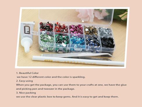 PAMIR TONG 2200pcs 5*8mm Waterdrop Shape Craft Gems Jewels Acrylic Flatback Rhinestones Gemstone with Tweezers Glue Picking pen for Bead Adhesive Jewelry Making Phone case Nail Art (Small Waterdrop) in Saudi Arabia