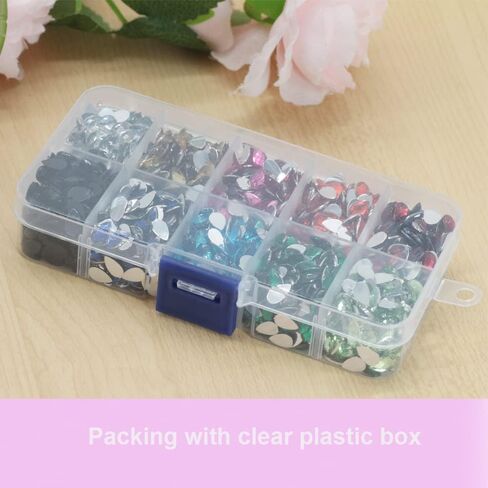 PAMIR TONG 2200pcs 5*8mm Waterdrop Shape Craft Gems Jewels Acrylic Flatback Rhinestones Gemstone with Tweezers Glue Picking pen for Bead Adhesive Jewelry Making Phone case Nail Art (Small Waterdrop) in Saudi Arabia