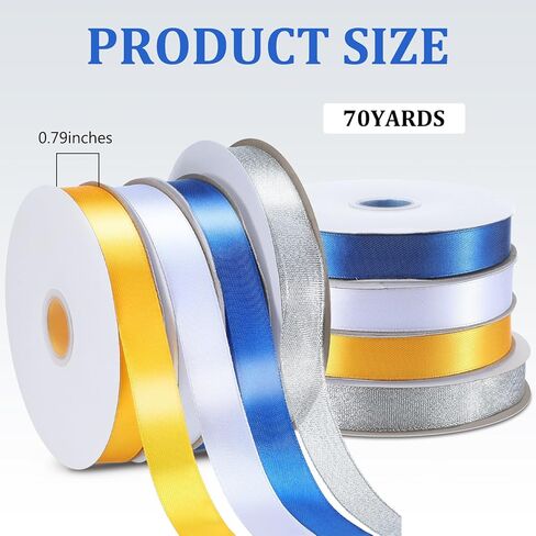 yunlly 4 pcs 0.79 بوصة واسعة × 70 ياردة العودة للوطن موم جديلة الشريط الوجه واحد البوليستر رفيع اللون أسيتات شريط الساتان الجزء الأكبر لحفل الزفاف الهدايا (لون مشرق) in Kuwait