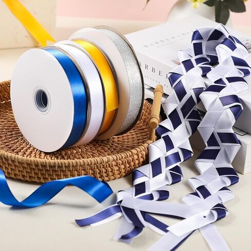 yunlly 4 pcs 0.79 بوصة واسعة × 70 ياردة العودة للوطن موم جديلة الشريط الوجه واحد البوليستر رفيع اللون أسيتات شريط الساتان الجزء الأكبر لحفل الزفاف الهدايا (لون مشرق) in Kuwait