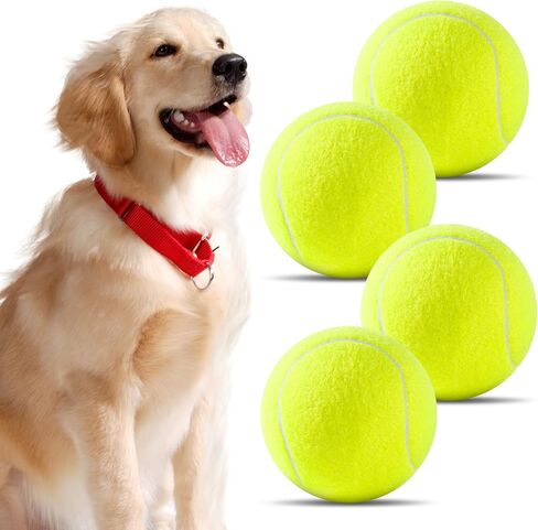 susu & wuwu Tennis Ball for Dog,Giant Large Tennis Ball for Outdoor Play Dogs, 4 inch Big Tennis Ball Dog Toy for Pet Birthday Gifts, Dog Toy Balls for Small Medium Large Dog(4 Balls) in Saudi Arabia