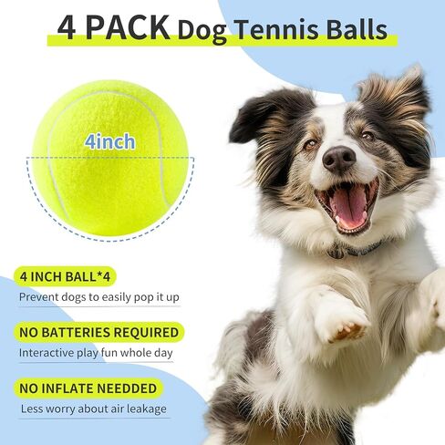 susu & wuwu Tennis Ball for Dog,Giant Large Tennis Ball for Outdoor Play Dogs, 4 inch Big Tennis Ball Dog Toy for Pet Birthday Gifts, Dog Toy Balls for Small Medium Large Dog(4 Balls) in Saudi Arabia