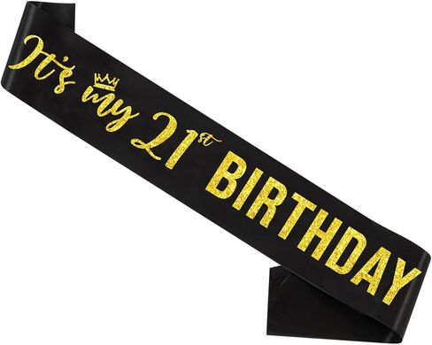 It’s My 21st Birthday Sash,21st Birthday Sash,Glitter Letter 21st Birthday Sash for Girls,Happy 21st Birthday Party Decorations,White and Green in Saudi Arabia