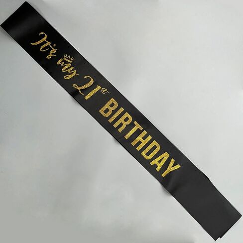 It’s My 21st Birthday Sash,21st Birthday Sash,Glitter Letter 21st Birthday Sash for Girls,Happy 21st Birthday Party Decorations,White and Green in Saudi Arabia