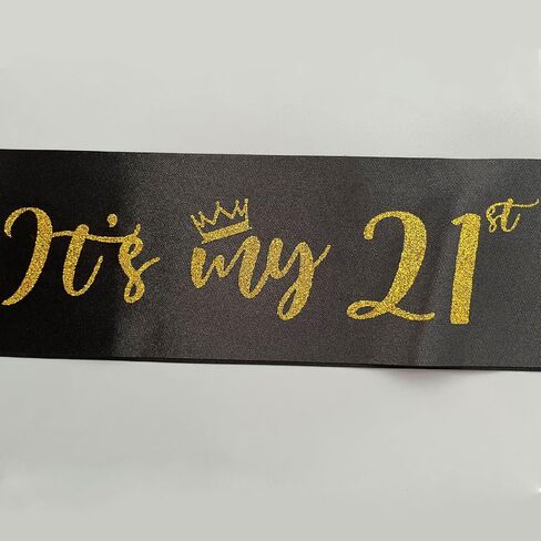 It’s My 21st Birthday Sash,21st Birthday Sash,Glitter Letter 21st Birthday Sash for Girls,Happy 21st Birthday Party Decorations,White and Green in Saudi Arabia