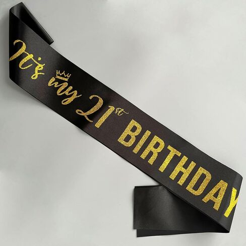 It’s My 21st Birthday Sash,21st Birthday Sash,Glitter Letter 21st Birthday Sash for Girls,Happy 21st Birthday Party Decorations,White and Green in Saudi Arabia