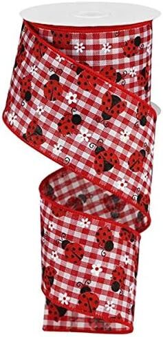 Mini Ladybugs on Canvas Wire Edged Ribbon - 10 Yards (Light Beige, 1.5 Inch) in Saudi Arabia