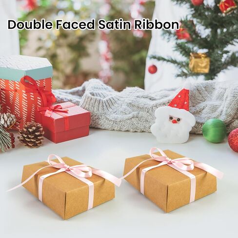 Double Face Gold Satin Ribbon 1/2 inch X 100 Yards, Craft Fabric Ribbon Polyester Ribbons for Gift Wrapping, Wedding, Bow Making, Wreath, Holiday Decoration, DIY Sewing (Gold) in Kuwait