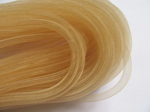 YYCRAFT One Roll 30 Yards Solid Mesh Tube Deco Flex for Wreaths Cyberlox CRIN Crafts 8mm 3/8 Inch(NO FOIL)-Brown in Kuwait