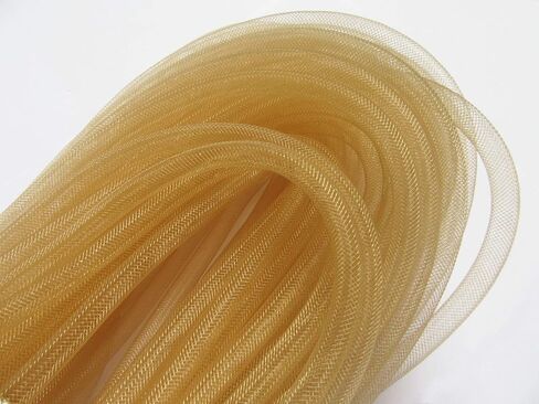YYCRAFT One Roll 30 Yards Solid Mesh Tube Deco Flex for Wreaths Cyberlox CRIN Crafts 8mm 3/8 Inch(NO FOIL)-Brown in Kuwait