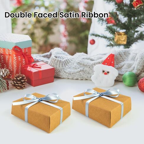 Double Face Gold Satin Ribbon 1/2 inch X 100 Yards, Craft Fabric Ribbon Polyester Ribbons for Gift Wrapping, Wedding, Bow Making, Wreath, Holiday Decoration, DIY Sewing (Gold) in Saudi Arabia