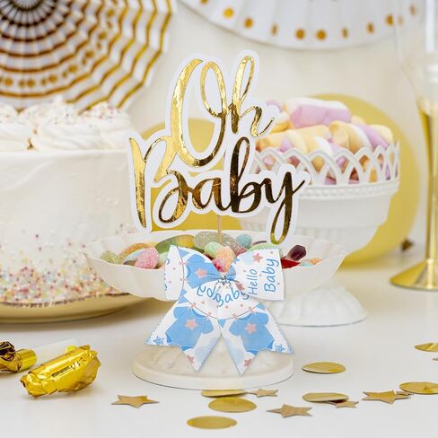 2 Rolls Baby Boy Ribbon for Wreath Diaper Cake Wrapping Gifts, Baby Shower Diaper Cake Ribbon for Gift Wrapping Gender Reveal Party Supplies Decor 2.5" X 10yd Wired Baby Shower Wreath Ribbon in Kuwait