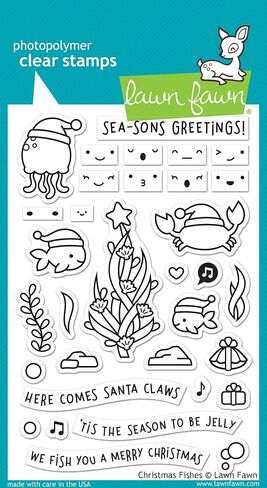 Lawn Fawn Christmas Fishes Clear Stamps and تنسيق مجموعة Die ، حزمة من عنصرين ، (LF2024 ، LF2025) in Saudi Arabia