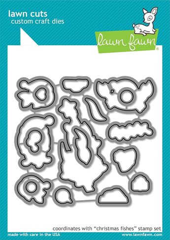Lawn Fawn Christmas Fishes Clear Stamps and تنسيق مجموعة Die ، حزمة من عنصرين ، (LF2024 ، LF2025) in Saudi Arabia