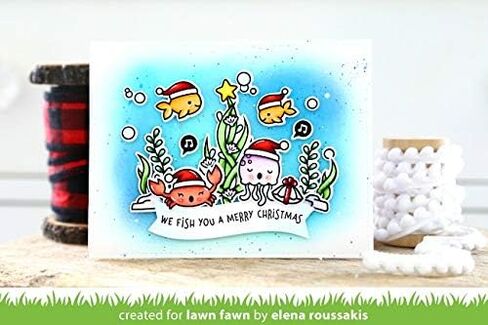 Lawn Fawn Christmas Fishes Clear Stamps and تنسيق مجموعة Die ، حزمة من عنصرين ، (LF2024 ، LF2025) in Saudi Arabia