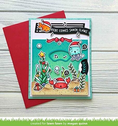 Lawn Fawn Christmas Fishes Clear Stamps and تنسيق مجموعة Die ، حزمة من عنصرين ، (LF2024 ، LF2025) in Saudi Arabia