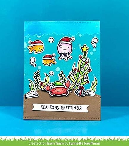 Lawn Fawn Christmas Fishes Clear Stamps and تنسيق مجموعة Die ، حزمة من عنصرين ، (LF2024 ، LF2025) in Saudi Arabia