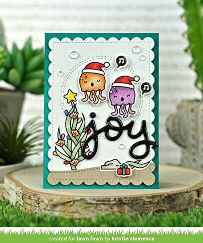 Lawn Fawn Christmas Fishes Clear Stamps and تنسيق مجموعة Die ، حزمة من عنصرين ، (LF2024 ، LF2025) in Saudi Arabia