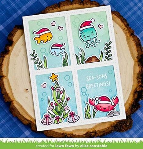 Lawn Fawn Christmas Fishes Clear Stamps and تنسيق مجموعة Die ، حزمة من عنصرين ، (LF2024 ، LF2025) in Saudi Arabia