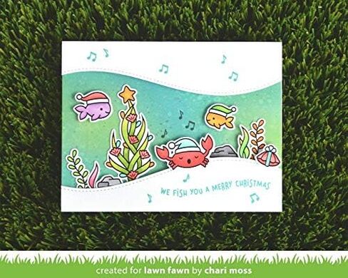 Lawn Fawn Christmas Fishes Clear Stamps and تنسيق مجموعة Die ، حزمة من عنصرين ، (LF2024 ، LF2025) in Saudi Arabia