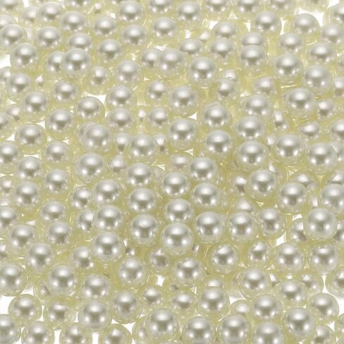 uxcell 500Pcs Faux Pearl for Vase Filler, 10mm No Hole ABS Round Pearls for Crafting, Jewelry Making, Vase Filler, Cosmetic Boxes, DIY Parts, Table Scatter, Home Decoration, Beige in Saudi Arabia