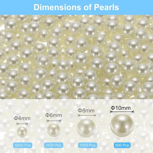 uxcell 500Pcs Faux Pearl for Vase Filler, 10mm No Hole ABS Round Pearls for Crafting, Jewelry Making, Vase Filler, Cosmetic Boxes, DIY Parts, Table Scatter, Home Decoration, Beige in Saudi Arabia