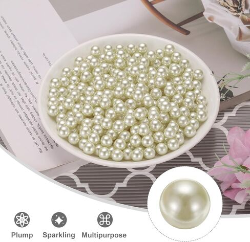 uxcell 500Pcs Faux Pearl for Vase Filler, 10mm No Hole ABS Round Pearls for Crafting, Jewelry Making, Vase Filler, Cosmetic Boxes, DIY Parts, Table Scatter, Home Decoration, Beige in Saudi Arabia