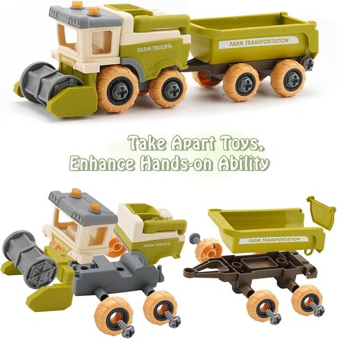 Eaciilee Sandbox Toys - Combine Harvester Truck with Trailer - Farm Sandbox Vehicle with Farm Animal Cows, Lambs - Gifts for Boys, Girls, Kids in Saudi Arabia