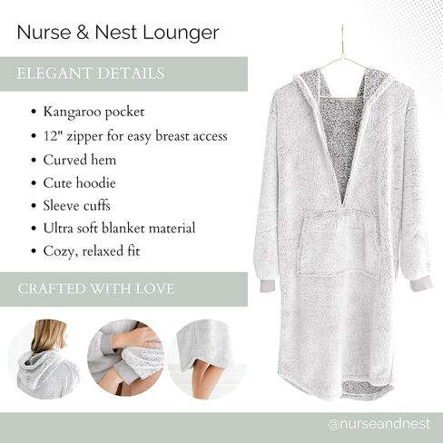 Nursing Robe for Breastfeeding - Postpartum Nursing Gown w/Breastfeeding Zip - Cozy Maternity Postpartum Loungewear for Moms in Saudi Arabia