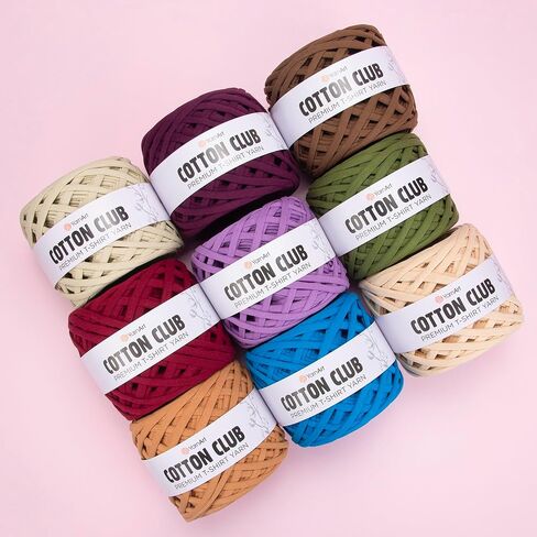 YARNART Cotton Elastic Fabric Spaghetti Premium T-Shirt Knitting Yarn for Bag Basket Cushion Crocheting Projects and Home Decor, Super Bulky (Pack of 1) (7358) in Saudi Arabia