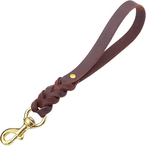 Fairwin Leather Short Dog Leash 12 " - Leash Short Dog Leash لتدريب الكلاب الكبيرة والمشي (العرض: 3/4") (بني نيو) in Kuwait