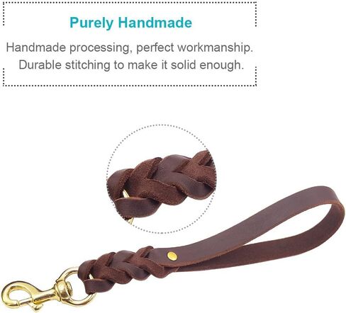Fairwin Leather Short Dog Leash 12 " - Leash Short Dog Leash لتدريب الكلاب الكبيرة والمشي (العرض: 3/4") (بني نيو) in Kuwait