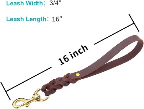 Fairwin Leather Short Dog Leash 12 " - Leash Short Dog Leash لتدريب الكلاب الكبيرة والمشي (العرض: 3/4") (بني نيو) in Kuwait