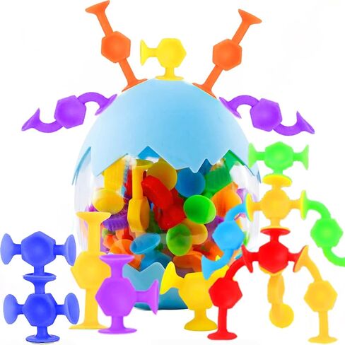 50pcs Suction Toys Sensory Toys for Kids Ages 4-8 Boys Girls, Bath Toy for Toddlers Montessori 8 Colors Sensory Slicone Sucker Travel Toys for Kids 3 4 5 6 7 8… in Kuwait
