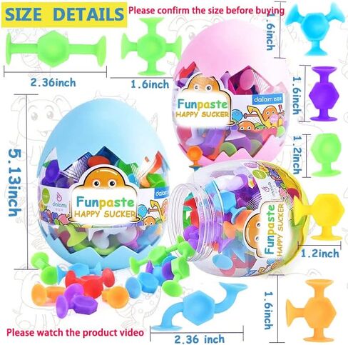 50pcs Suction Toys Sensory Toys for Kids Ages 4-8 Boys Girls, Bath Toy for Toddlers Montessori 8 Colors Sensory Slicone Sucker Travel Toys for Kids 3 4 5 6 7 8… in Kuwait