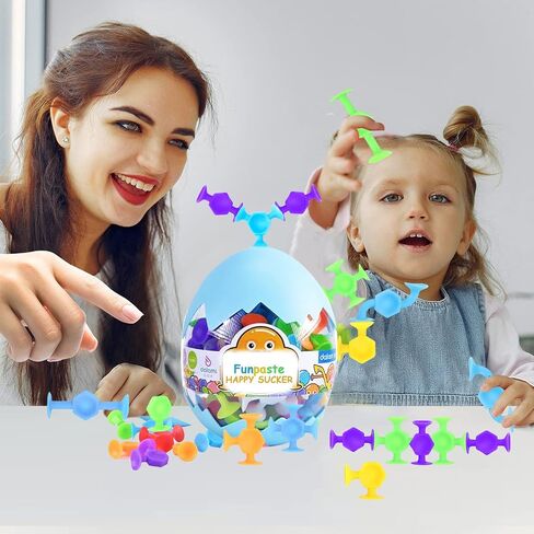 50pcs Suction Toys Sensory Toys for Kids Ages 4-8 Boys Girls, Bath Toy for Toddlers Montessori 8 Colors Sensory Slicone Sucker Travel Toys for Kids 3 4 5 6 7 8… in Kuwait