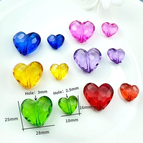 50 Pcs 18x16mm Acrylic Heart Shape Beads Clear Colorful Craft Beads with Hole Spacer Beads for Home Decoration DIY Craft Making Jewelry Making Bracelet Necklace Earrings(Multicolor) in Saudi Arabia