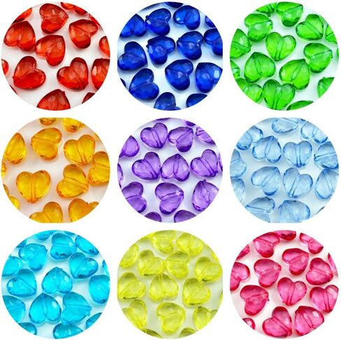 50 Pcs 18x16mm Acrylic Heart Shape Beads Clear Colorful Craft Beads with Hole Spacer Beads for Home Decoration DIY Craft Making Jewelry Making Bracelet Necklace Earrings(Multicolor) in Saudi Arabia