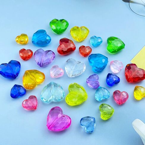 50 Pcs 18x16mm Acrylic Heart Shape Beads Clear Colorful Craft Beads with Hole Spacer Beads for Home Decoration DIY Craft Making Jewelry Making Bracelet Necklace Earrings(Multicolor) in Saudi Arabia