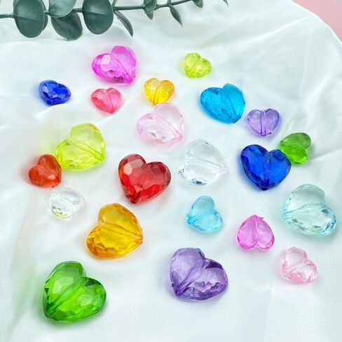 50 Pcs 18x16mm Acrylic Heart Shape Beads Clear Colorful Craft Beads with Hole Spacer Beads for Home Decoration DIY Craft Making Jewelry Making Bracelet Necklace Earrings(Multicolor) in Saudi Arabia