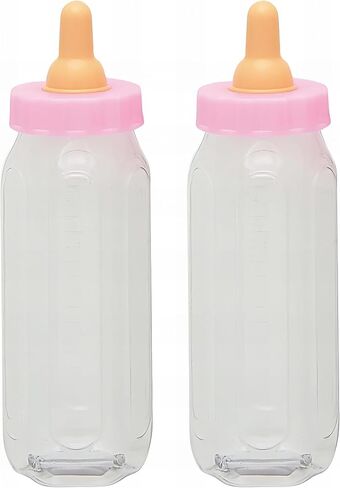 Adorable Pink Fillable Baby Bottle Favors - 5", Set of 2 - Premium Plastic Keepsake Gifts - Perfect For Showers, Gender Reveals & Baby Celebrations in Saudi Arabia