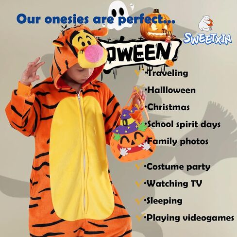 SWEETXIN Kids Unisex Onesie Pajamas Plush One Piece Halloween Costume Cosplay Sleepwear for Girls Boys in Kuwait