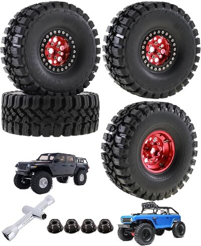 1.9 RC Wheels Beadlock Rims and Crawler Tires Upgrades Part for 1/10 Axial SCX10 SCX10 II 90046 SCX10 III AXI03007 TRX4 D90 RC Crawler.4pcs Silver in Saudi Arabia