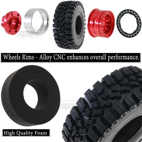 1.9 RC Wheels Beadlock Rims and Crawler Tires Upgrades Part for 1/10 Axial SCX10 SCX10 II 90046 SCX10 III AXI03007 TRX4 D90 RC Crawler.4pcs Silver in Saudi Arabia