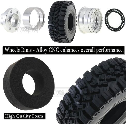 1.9 RC Wheels Beadlock Rims and Crawler Tires Upgrades Part for 1/10 Axial SCX10 SCX10 II 90046 SCX10 III AXI03007 TRX4 D90 RC Crawler.4pcs Silver in Saudi Arabia