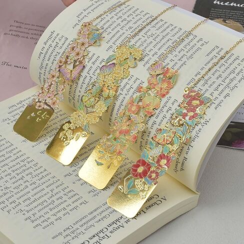 Snycler Floral Hollow Metal Starks ، حزمة من 4pcs ، الإشارات المرجعية للقراءة ، مقاطع الكتب ، المشابك الكتب ، رائعة وجميلة مناسبة مثل الهدايا (Flower-2 in Kuwait